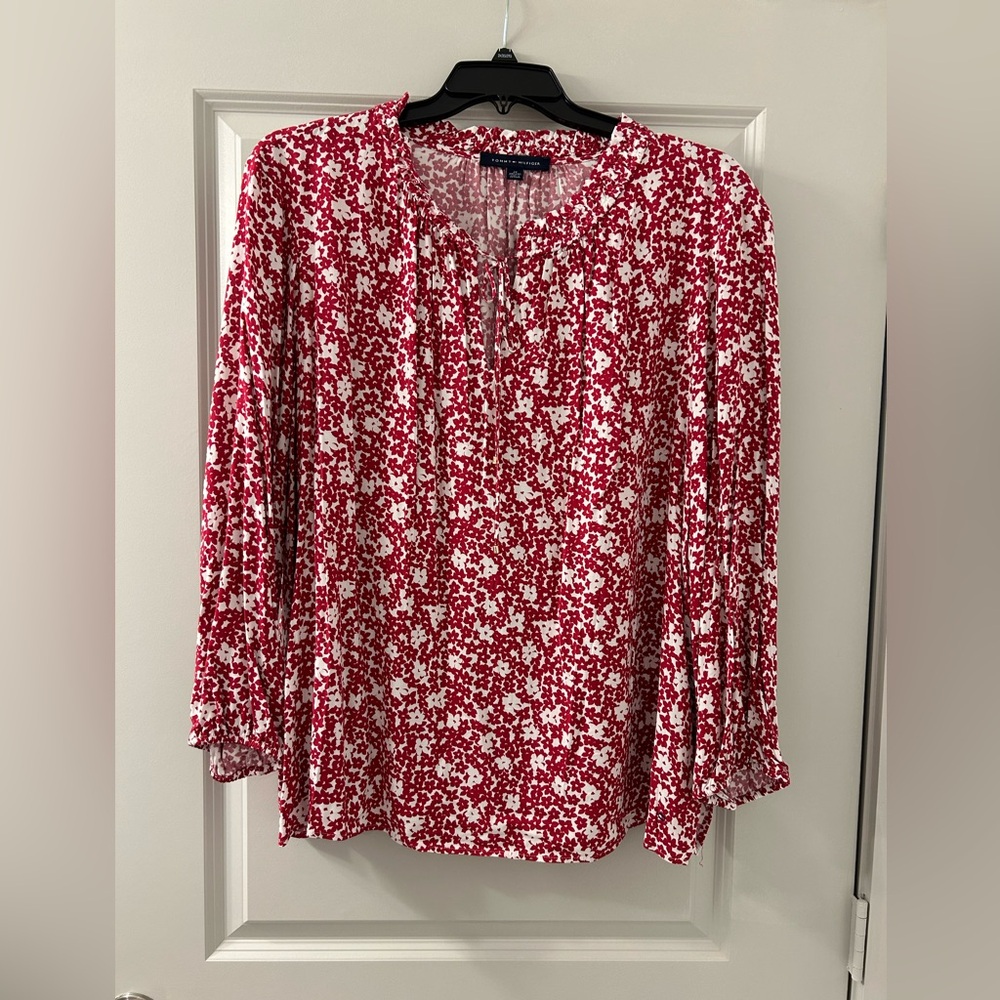 Women’s Tommy Hilfiger Blouse, Red and White in Color.  New